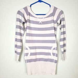 Urban Behavior Gray and White Stripe Front Pocket Sweater Dress Size Small